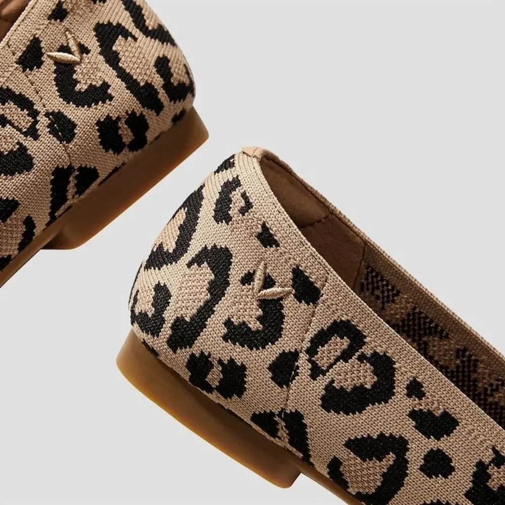 VIVAIA Leopard Ballet Flats Comfortable Slip-On Shoes Casual EU/39.5‎ US/8.5